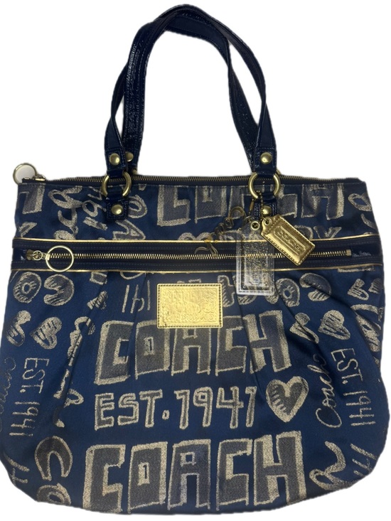 Coach Handbags - Coach Navy and Metallic Gold Signature Tote